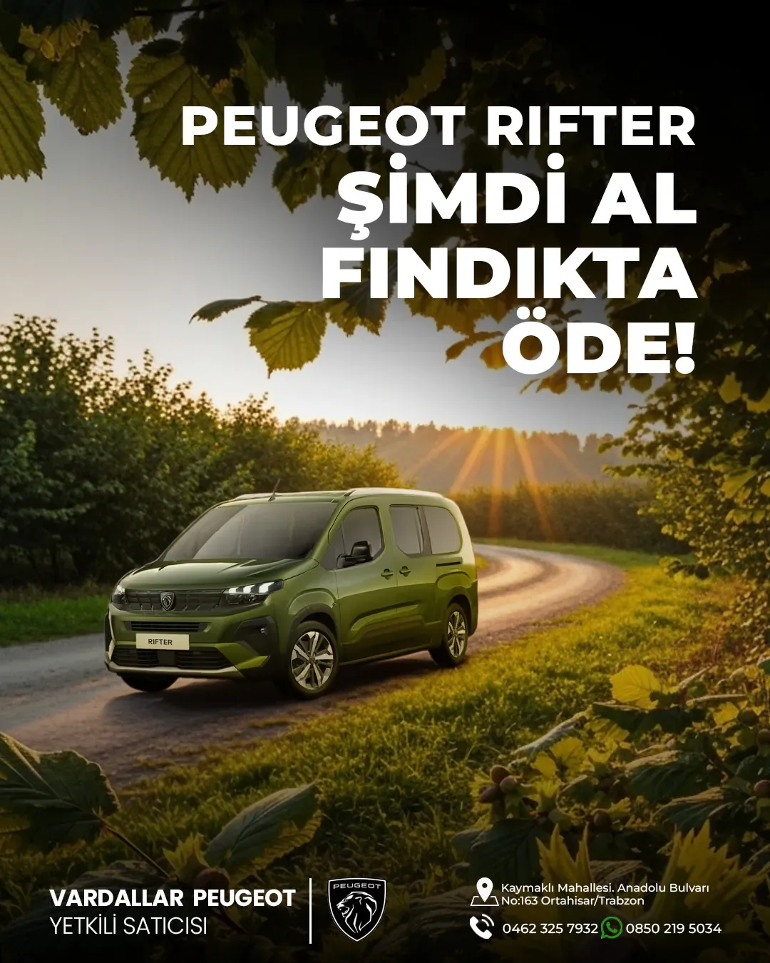 Vardallar Peugeot Rifter Fındıkta Öde Ordu sosyal medya referansı (Post)
